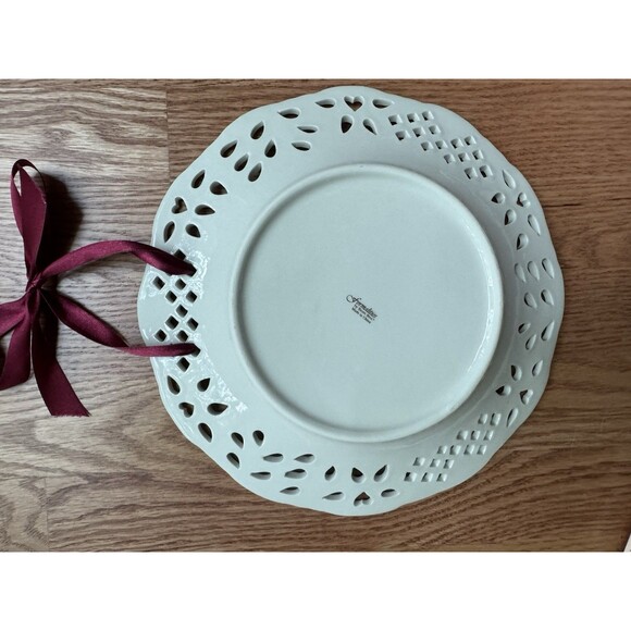 Formalities Baum Bros Plate Victorian Roses Lattice Decor Shabby Chic Porcelain‎ - Picture 5 of 6
